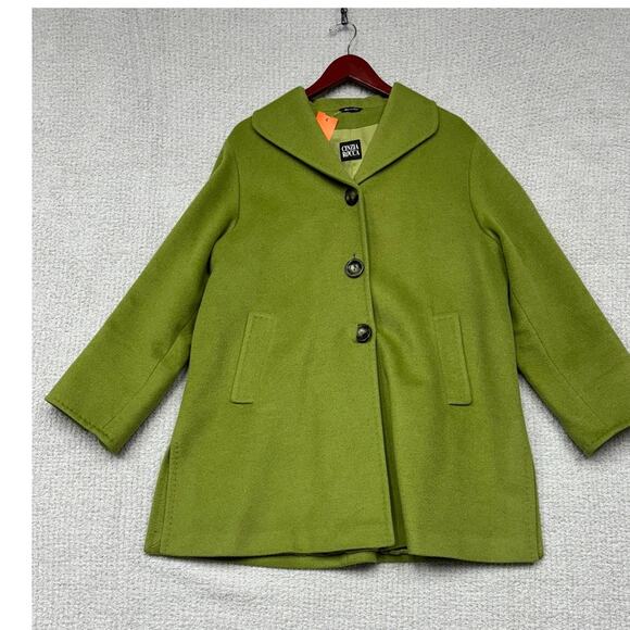 Cinzia Rocca Women's Green Wool & Angora Coat Size 16 #64286 - Picture 1 of 5